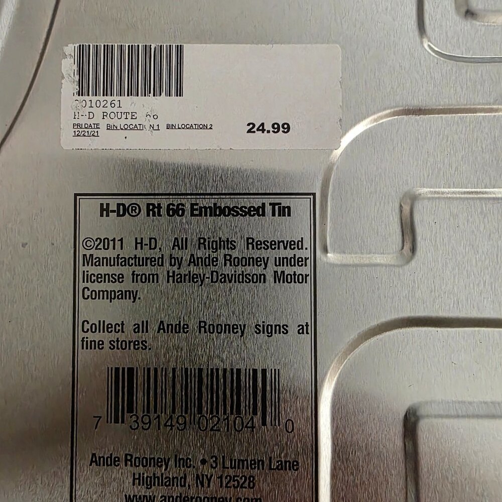 Genuine Harley Davidson Route 66 Wall Sign - Picture 3 of 5